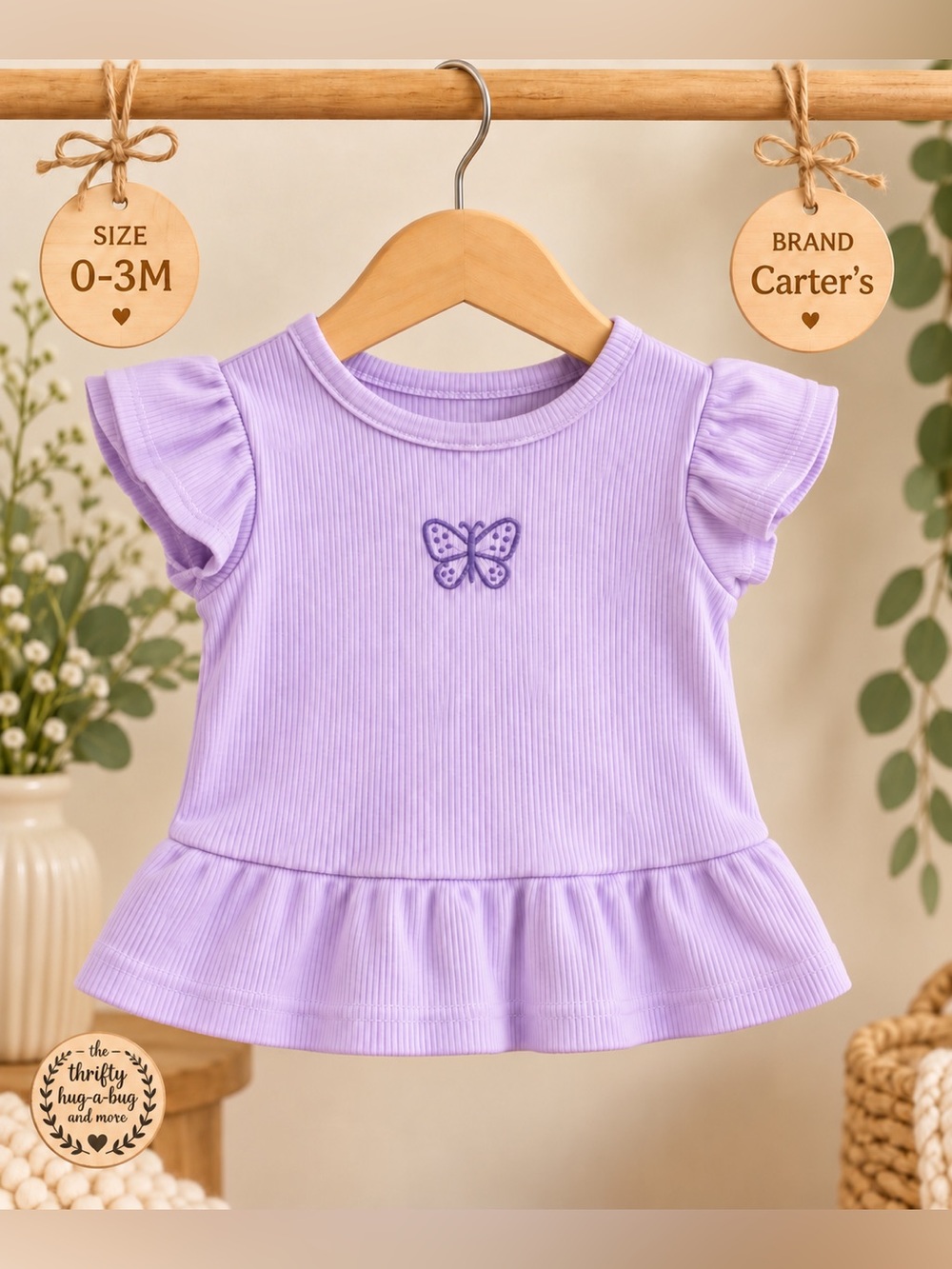 Carter's Lavender Butterfly Peplum Tee